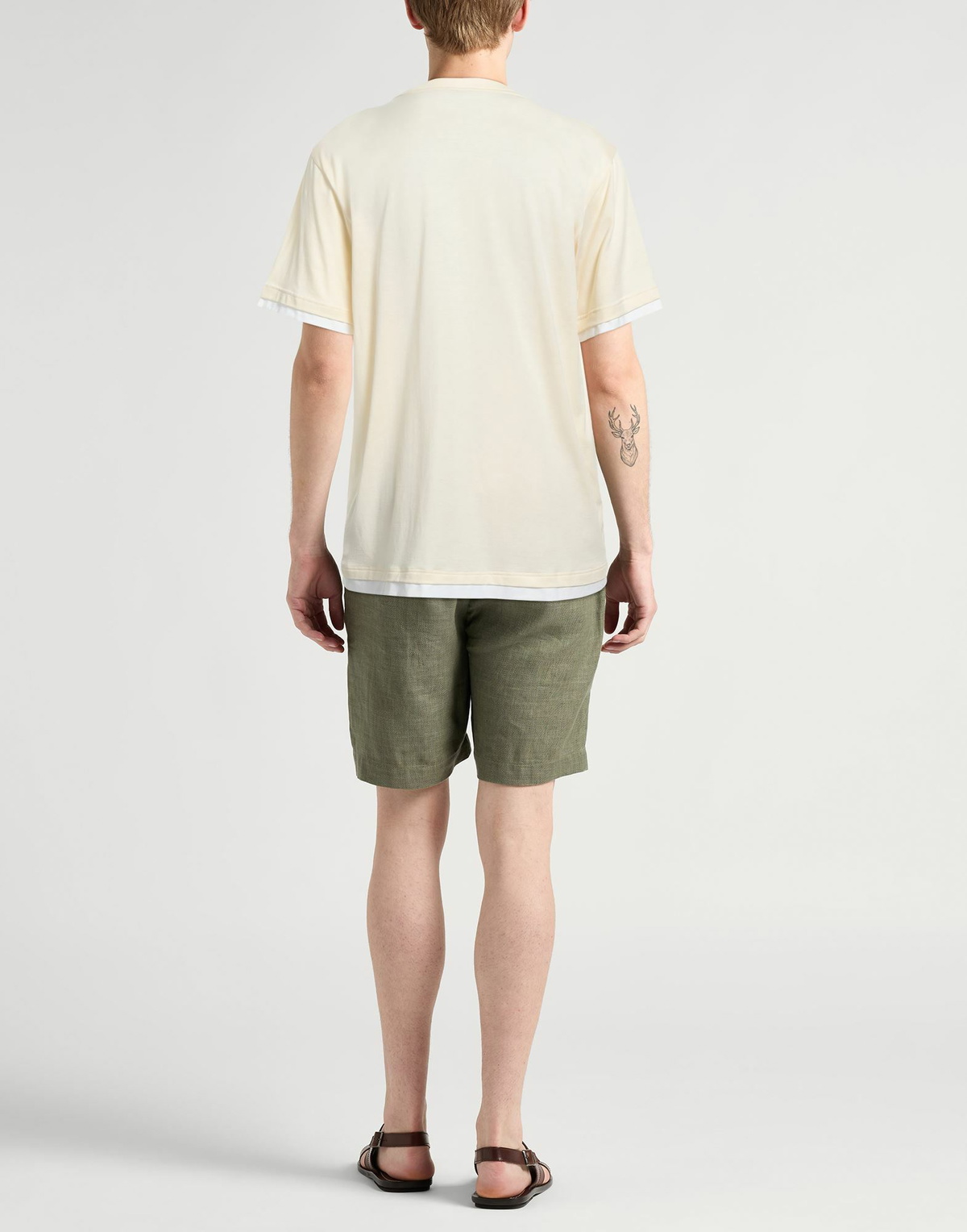 Brioni Mens T-shirt Cream