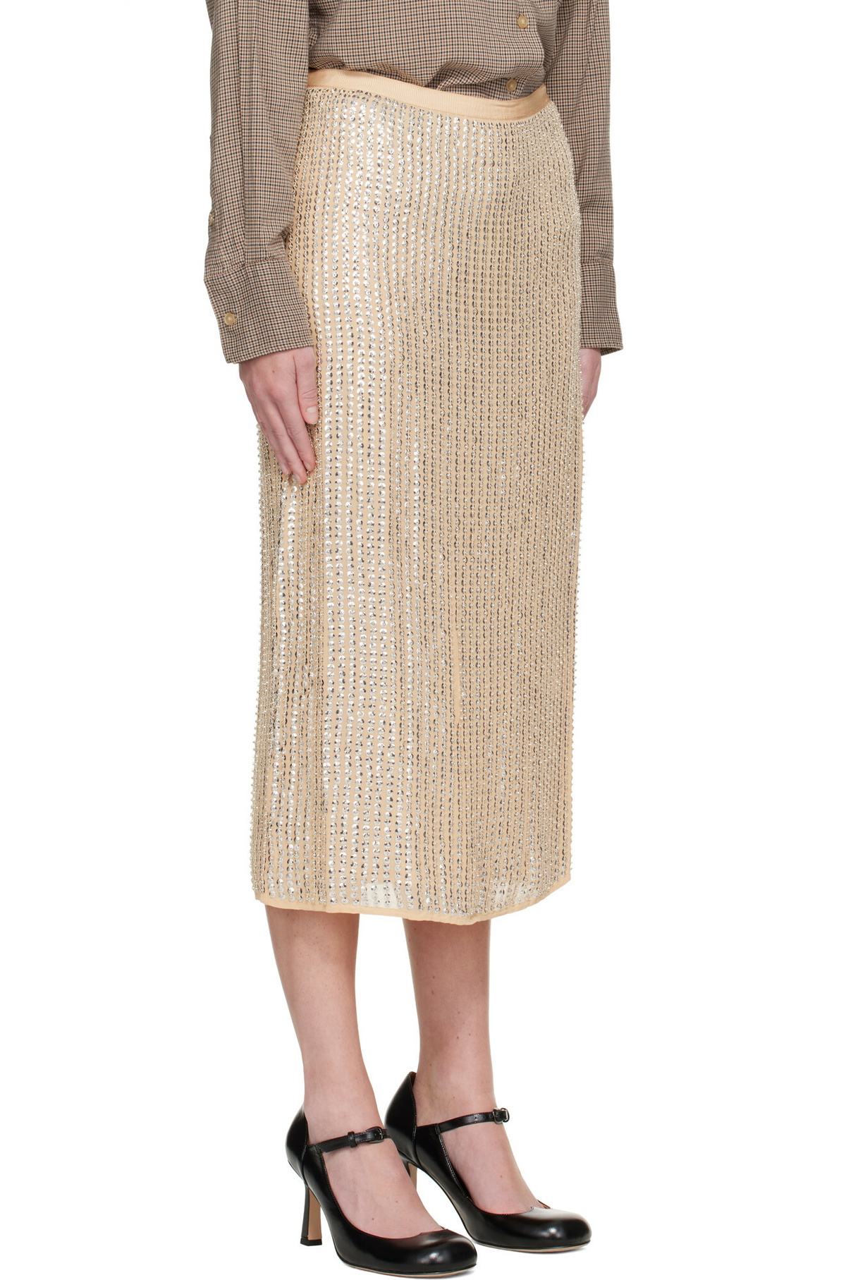 rag & bone Beige Lili Beaded Maxi Skirt