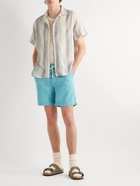 Corridor - Straight-Leg Herringbone Cotton-Dobby Drawstring Shorts - Blue