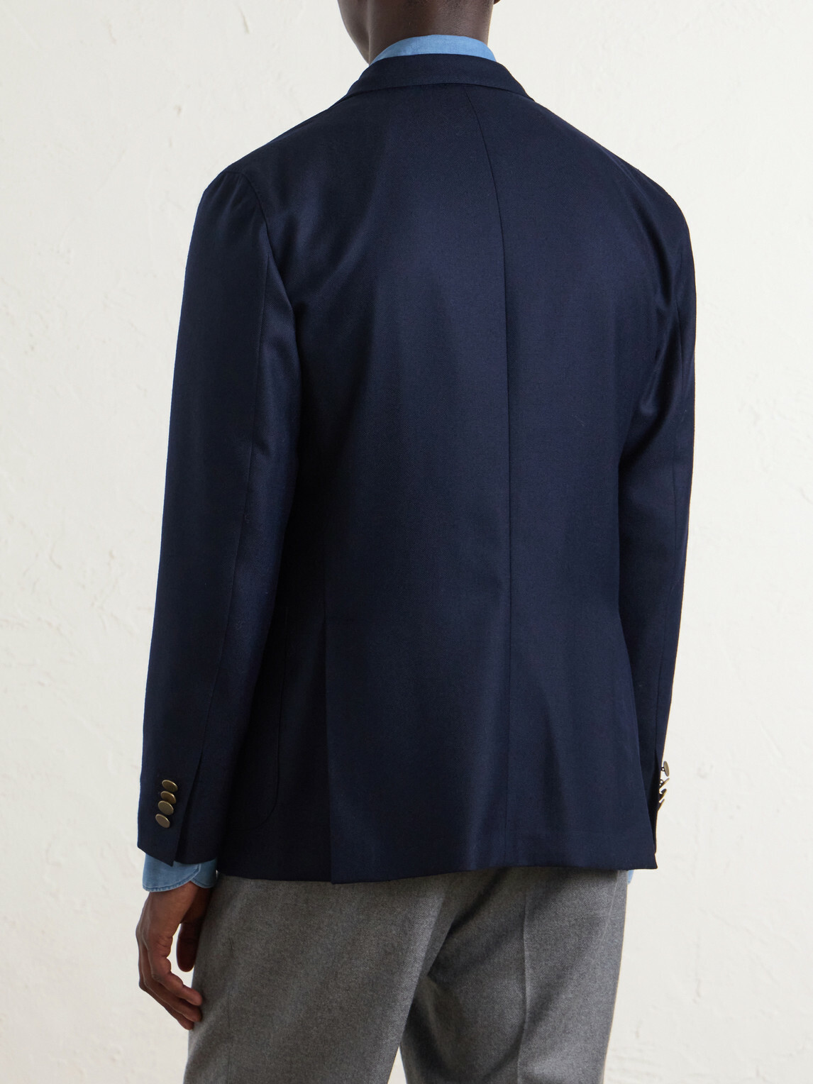Boglioli - Double-Breasted Virgin Wool-Hopsack Blazer - Blue