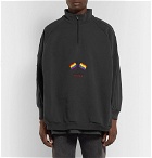 Balenciaga - Oversized Panelled Embroidered Loopback Cotton-Blend and Jersey Half-Zip Sweatshirt - Charcoal