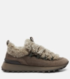 Brunello Cucinelli Monili shearling-trimmed suede sneakers