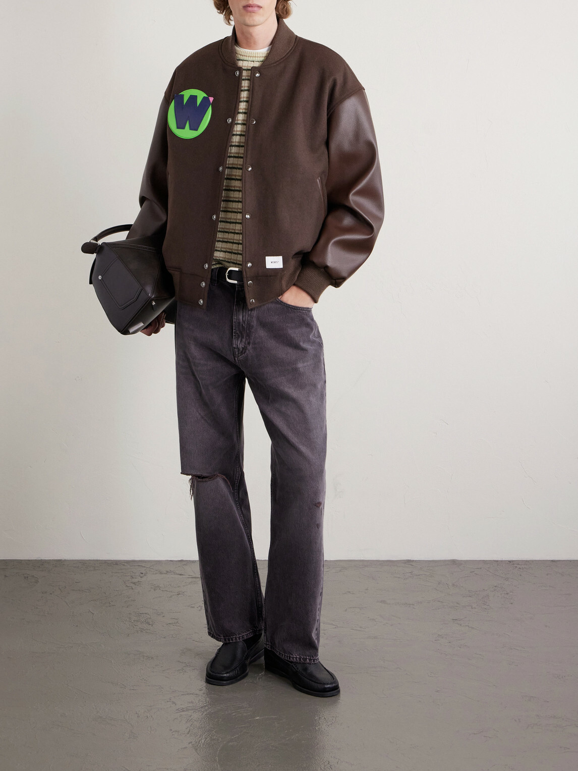 WTAPS - Logo-Appliquéd Panelled Melton Wool-Blend Jacket - Brown