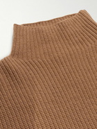 Mr P. - Stand-Collar Ribbed Virgin Wool Sweater - Brown