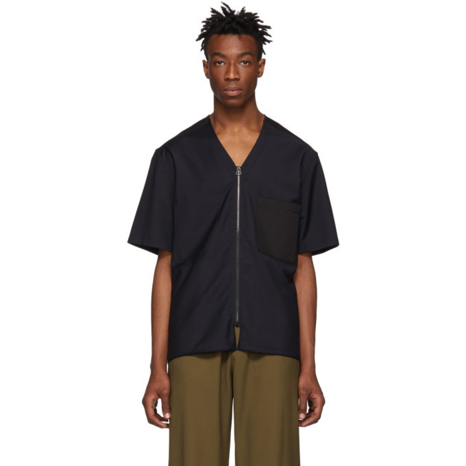 Photo: Lanvin Navy Wool Zipped Shirt