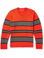 The Elder Statesman - Nora Striped Cotton Sweater - Red