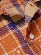 Beams Plus - Bleached Checked Cotton-Flannel Shirt - Orange