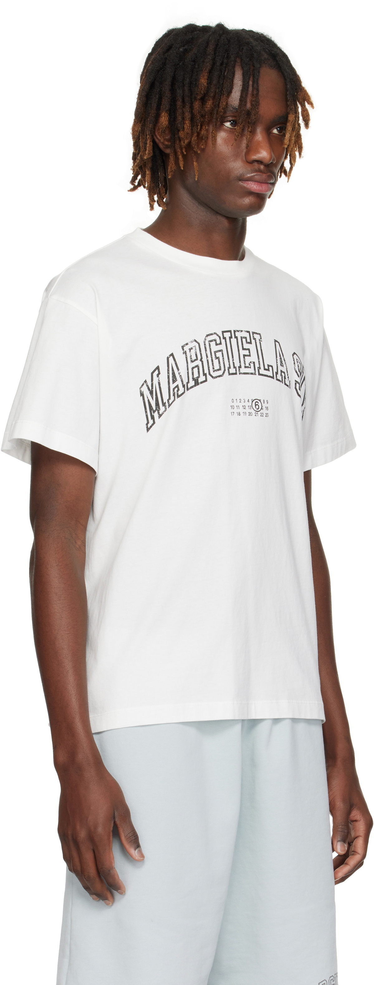 MM6 Maison Margiela White Varsity Print T-shirt MM6 Maison