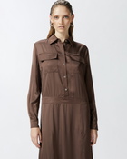 Pinko Long Satin Shirt Dress Brown Africa Earth