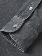 TOM FORD - Slim-Fit Washed-Denim Western Shirt - Gray