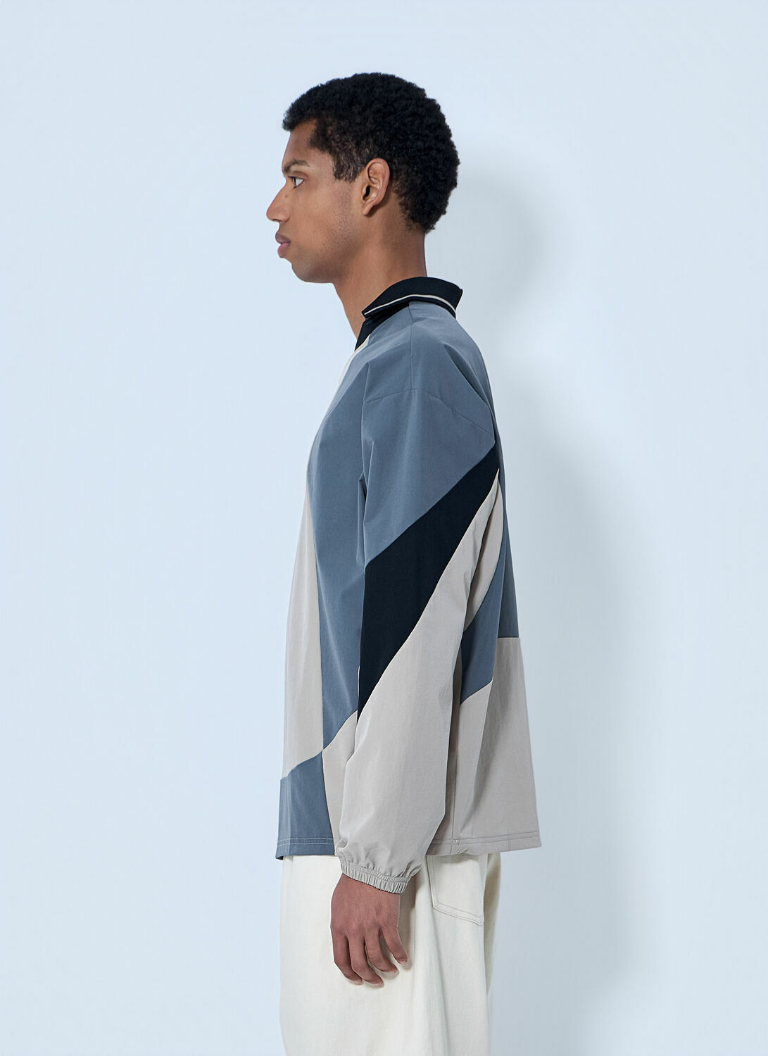 Metalwood Contrast Panel V-Neck Top