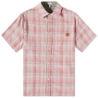Loewe Men's Short Sleeve Check Shirt in Pink/Brown