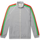 Gucci - Webbing-Trimmed Iridescent Stretch-Jersey Track Jacket - Silver