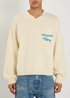 Cherry Los Angeles Motors Embroidered Knit Jumper Cream