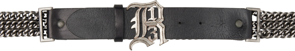 R13 Black Triple Chain Belt