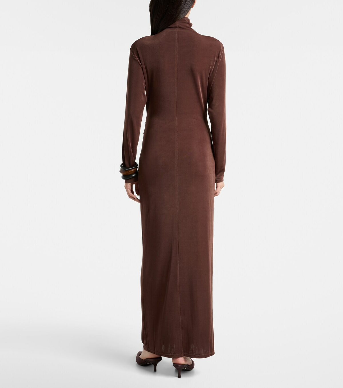 Xu Zhi Gathered turtleneck maxi dress