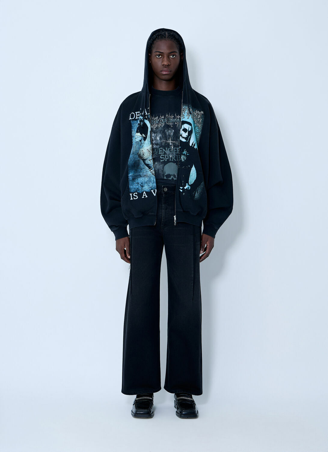 Vetements Cof Cut-Up Zip-Up Hooded Sweatshirt