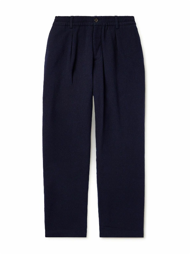 Photo: Universal Works - Oxford Straight-Leg Pleated Recycled Wool-Blend Trousers - Blue