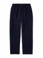 Universal Works - Oxford Straight-Leg Pleated Recycled Wool-Blend Trousers - Blue