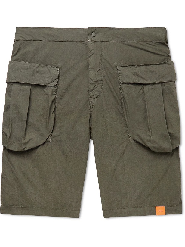 Photo: Aspesi - Straight-Leg Cotton-Poplin Cargo Shorts - Green