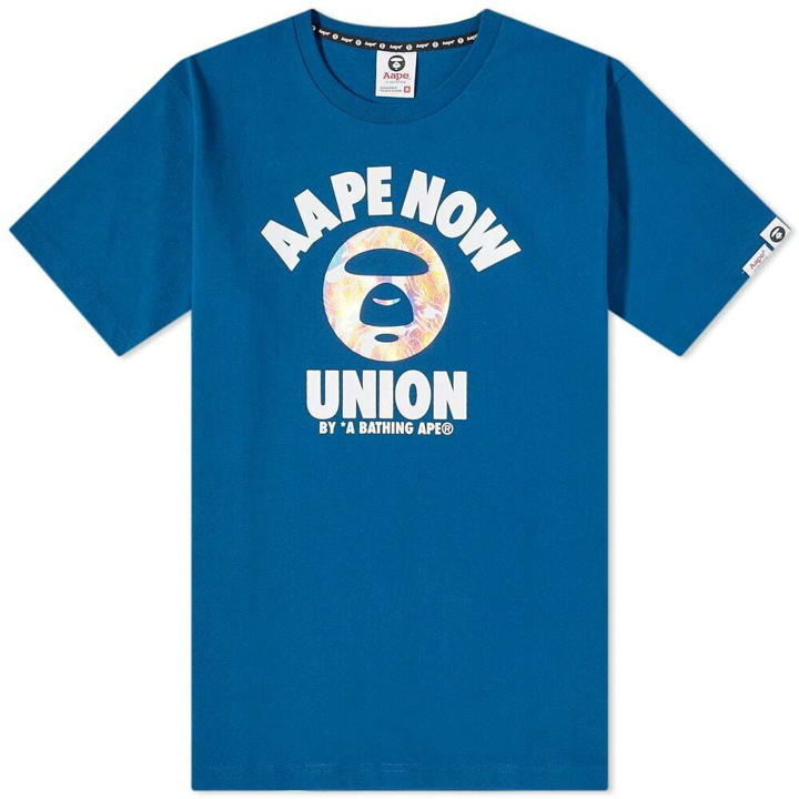 Photo: Men's AAPE Foil Camo Union T-Shirt in Blue