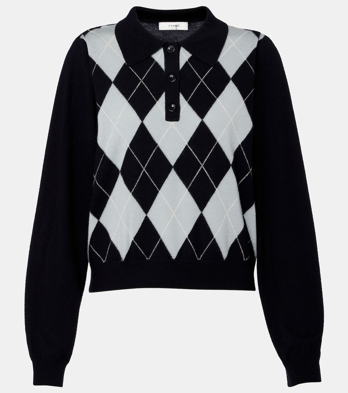 Frame Argyle wool-blend polo sweater