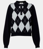 Frame Argyle wool-blend polo sweater