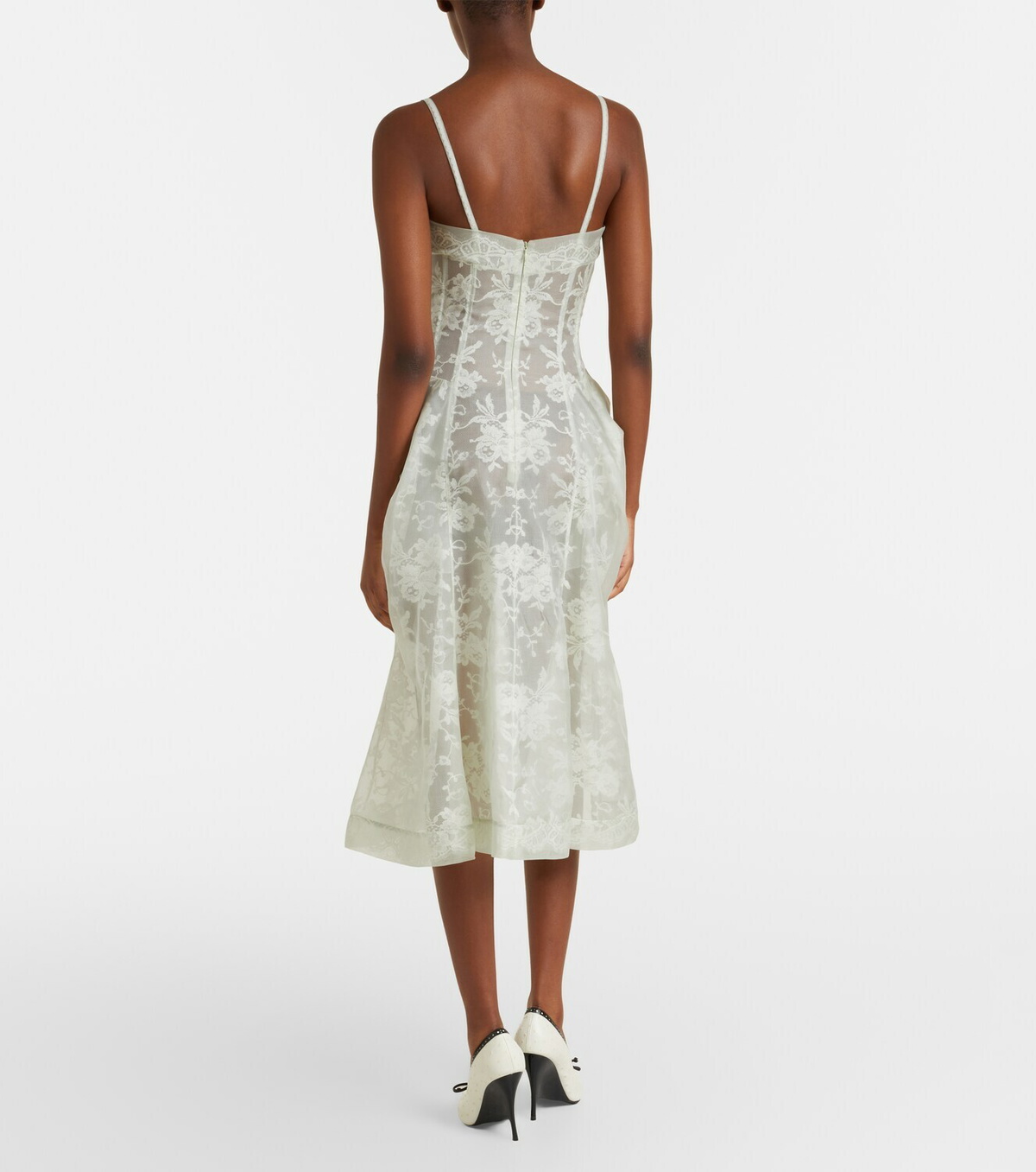 McQueen Peplum silk lace corset dress