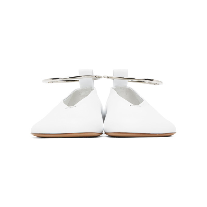 Jil Sander White Ankle Cuff Ballerina Flats Jil Sander