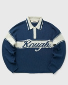 Rough. KNITTED RUGBY LONGSLEEVE Blue Mens Longsleefe
