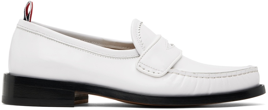 Photo: Thom Browne White Spazzolato Pleated Varsity Loafers