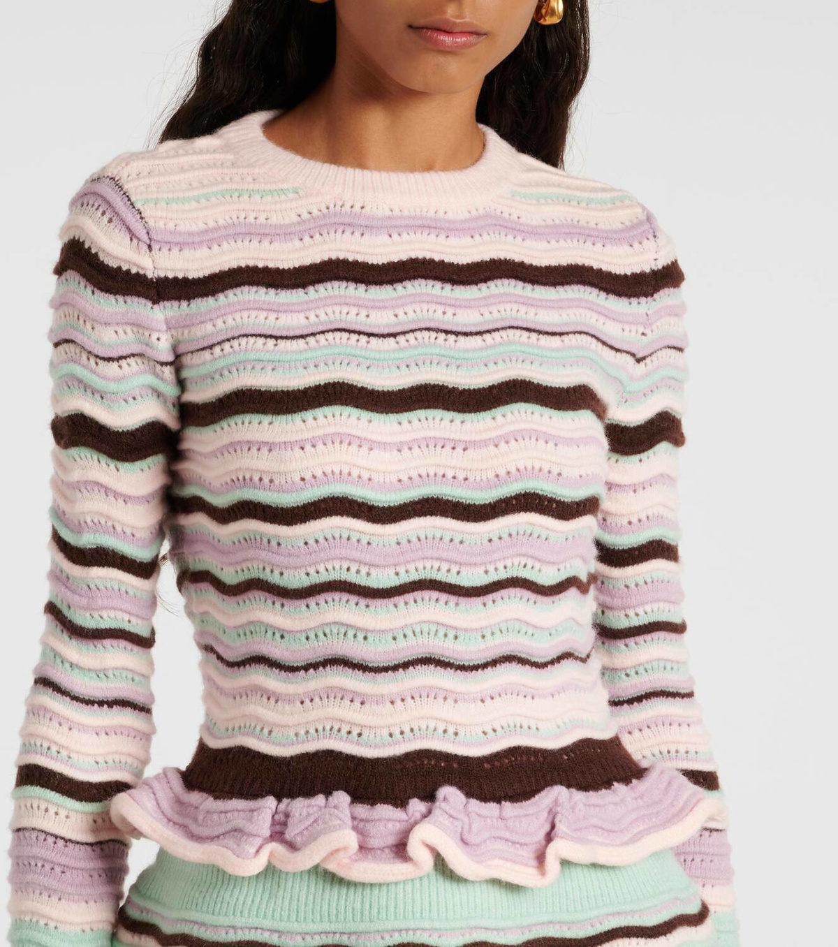 Susan Fang Striped ribbed-knit top