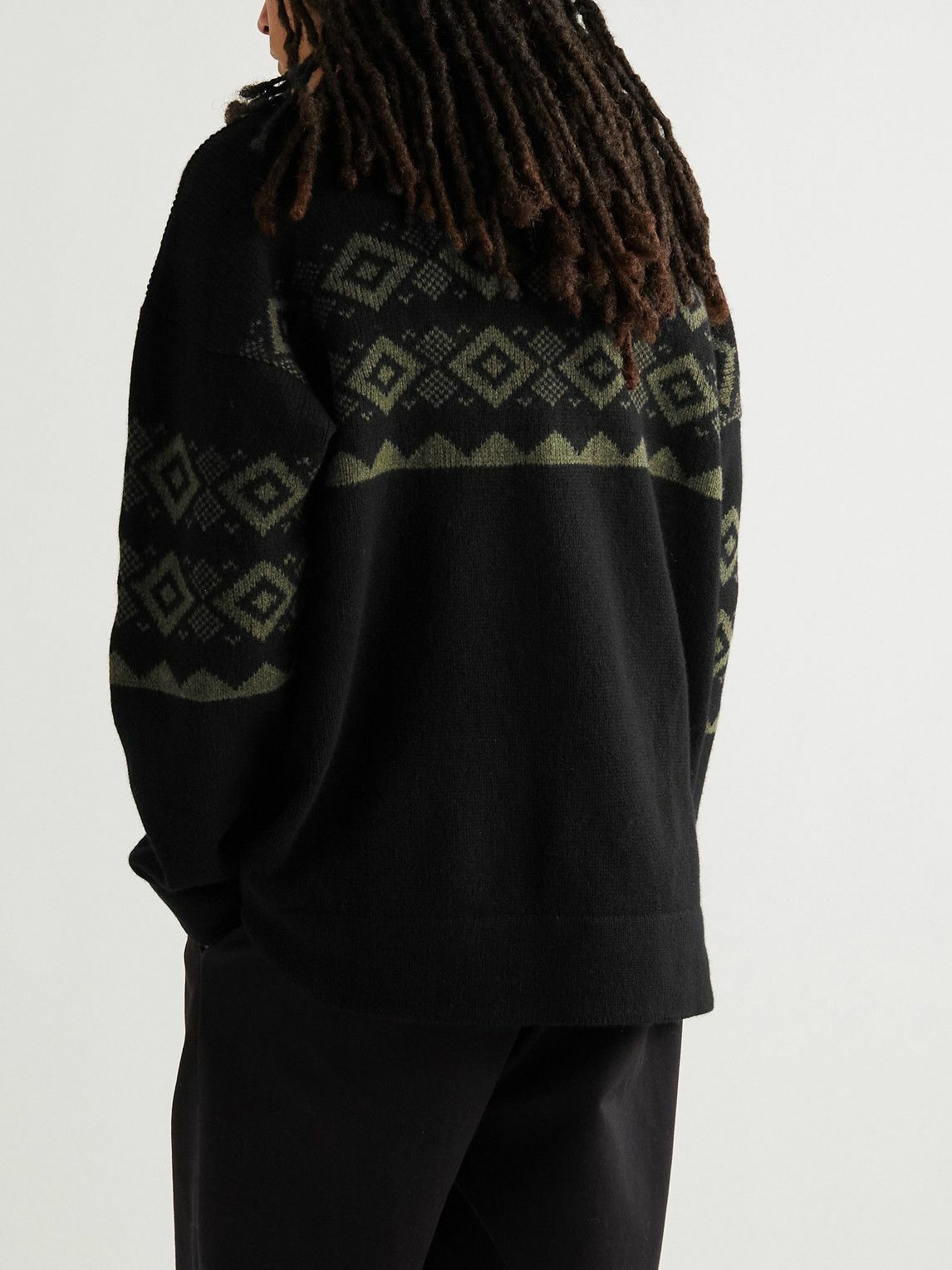 Margaret Howell - Oversized Fair Isle Wool Sweater - Black