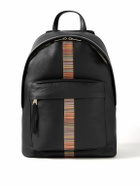 Paul Smith - Mesh-Panelled Striped Full-Grain Leather Backpack