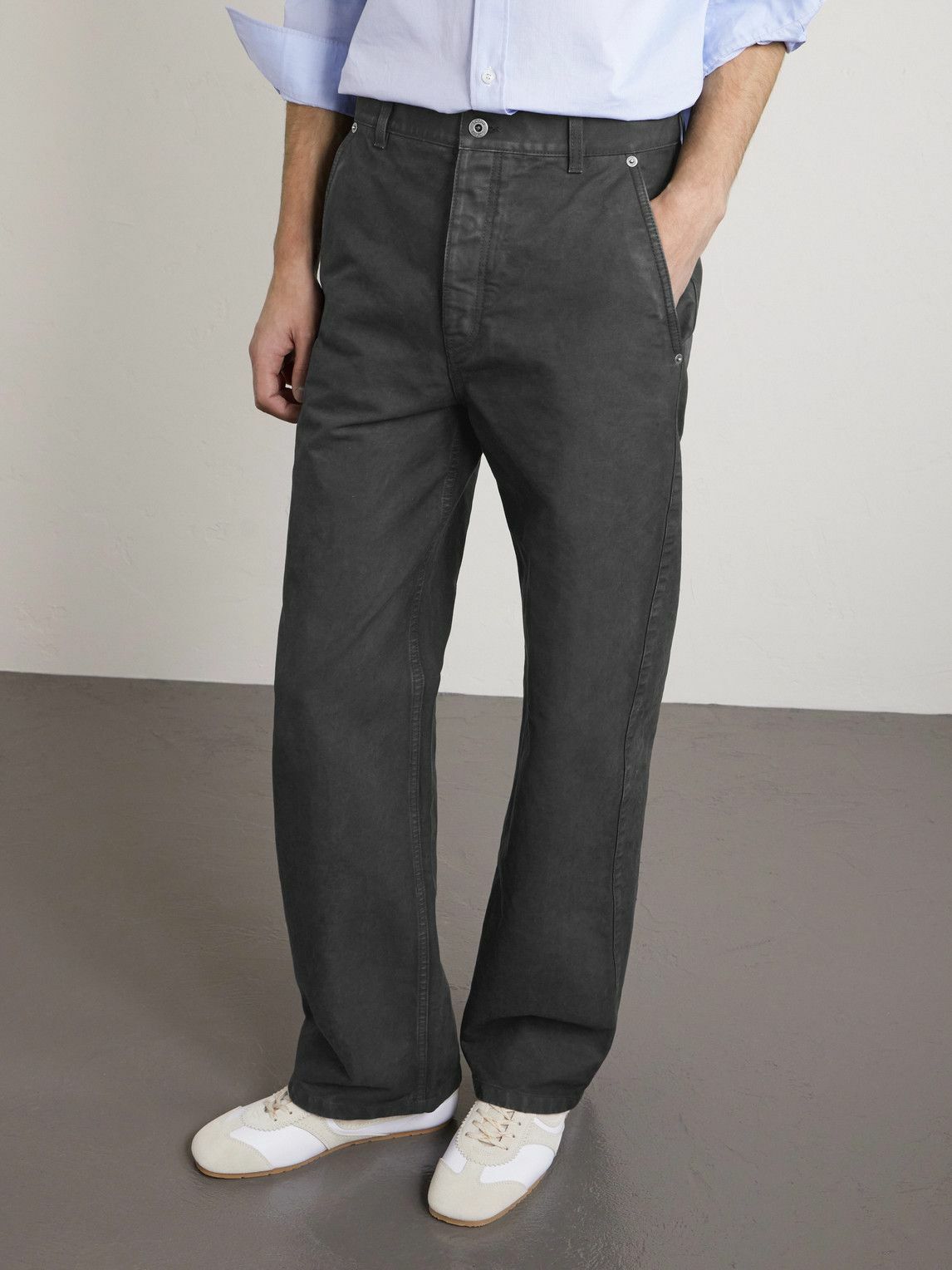 LOEWE - Straight-Leg Cotton Trousers - Gray
