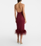 Oséree Lumière feather-trimmed midi dress