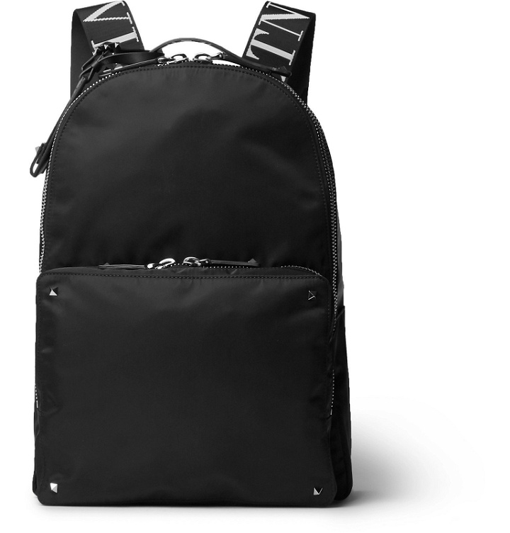Photo: Valentino - Valentino Garavani Rockstud Logo Webbing-Trimmed Nylon Backpack - Black