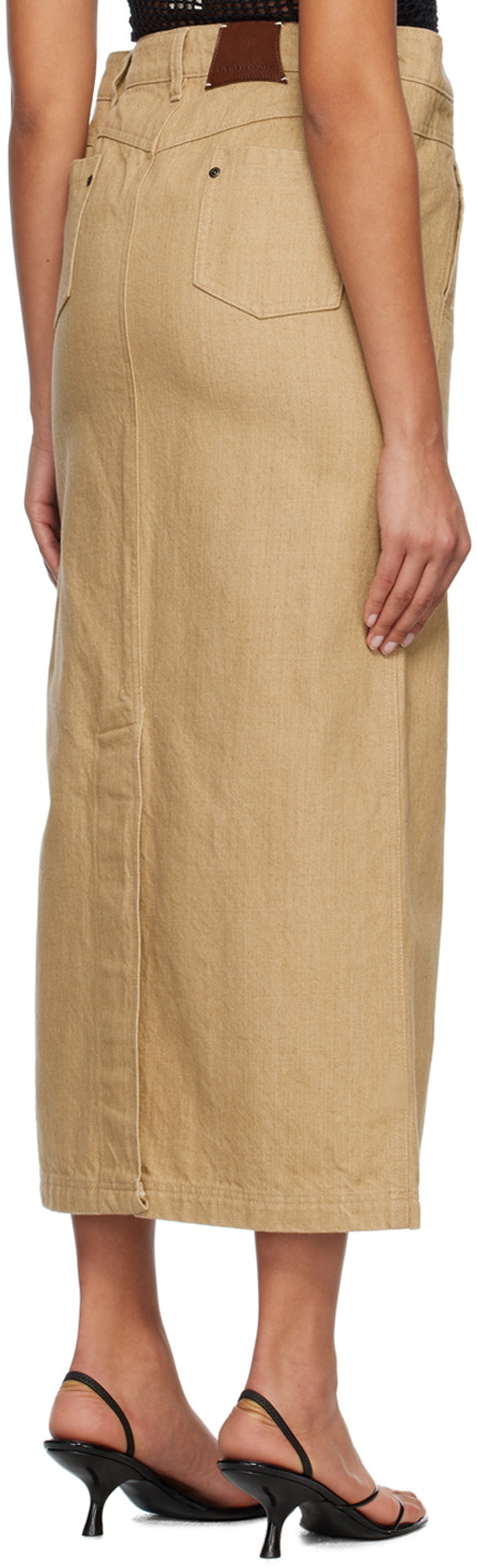 Subtle Le Nguyen Beige Flat Denim Maxi Skirt