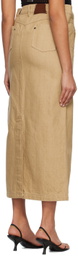 Subtle Le Nguyen Beige Flat Denim Maxi Skirt