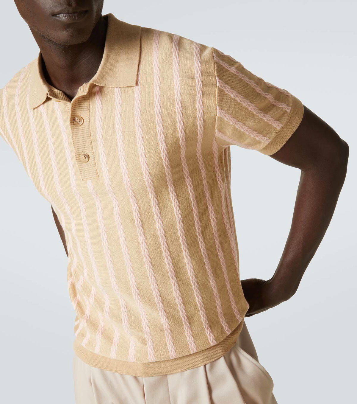 King & Tuckfield Striped wool polo shirt