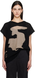 MM6 Maison Margiela Black Abstract Colourblock V-Neck Vest