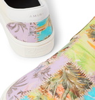 AMIRI - Leather-Trimmed Printed Canvas Slip-On Sneakers - Purple