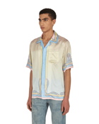 Casablanca Cuban Collar Printed Silk Satin Shirt