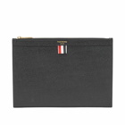 Thom Browne Men's Small Zip Tablet Holder in Black Pebble Grain