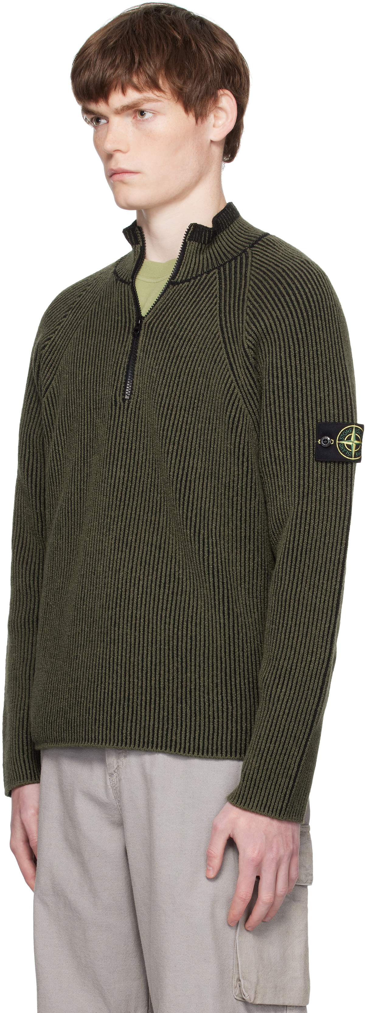 Stone Island Khaki 5100024 Full Rib RWS Wool Sweatshirt Stone Island