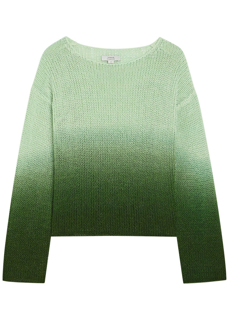 Vince Dip-dye Dégradé Cotton-blend Jumper Cream