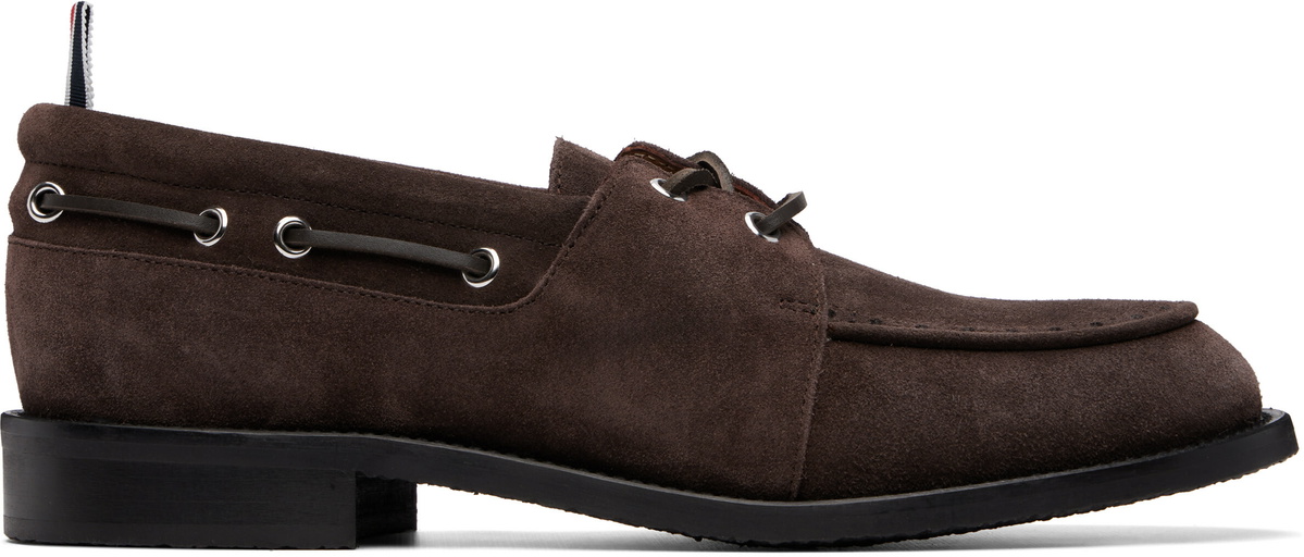 Thom Browne Brown Calf Suede Boat Shoes