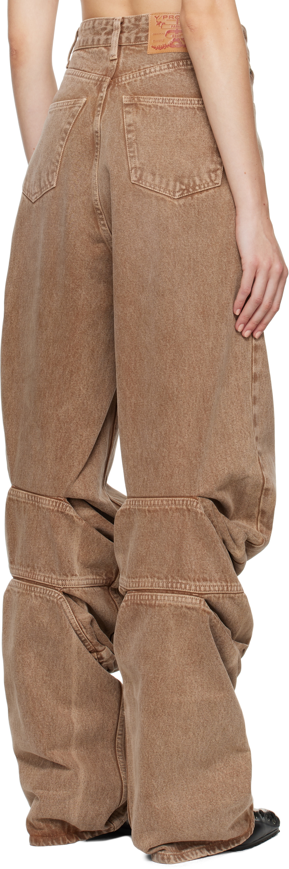 Y/Project Brown Draped Cuff Jeans