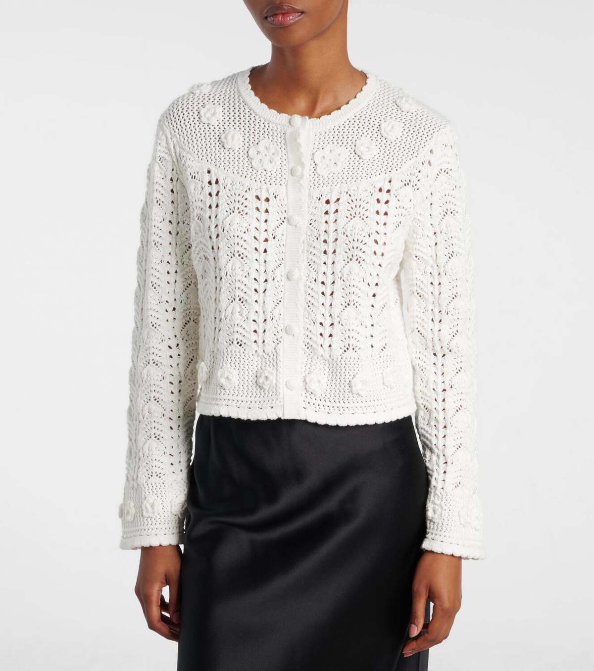 Rixo Kyra open-knit cotton cardigan