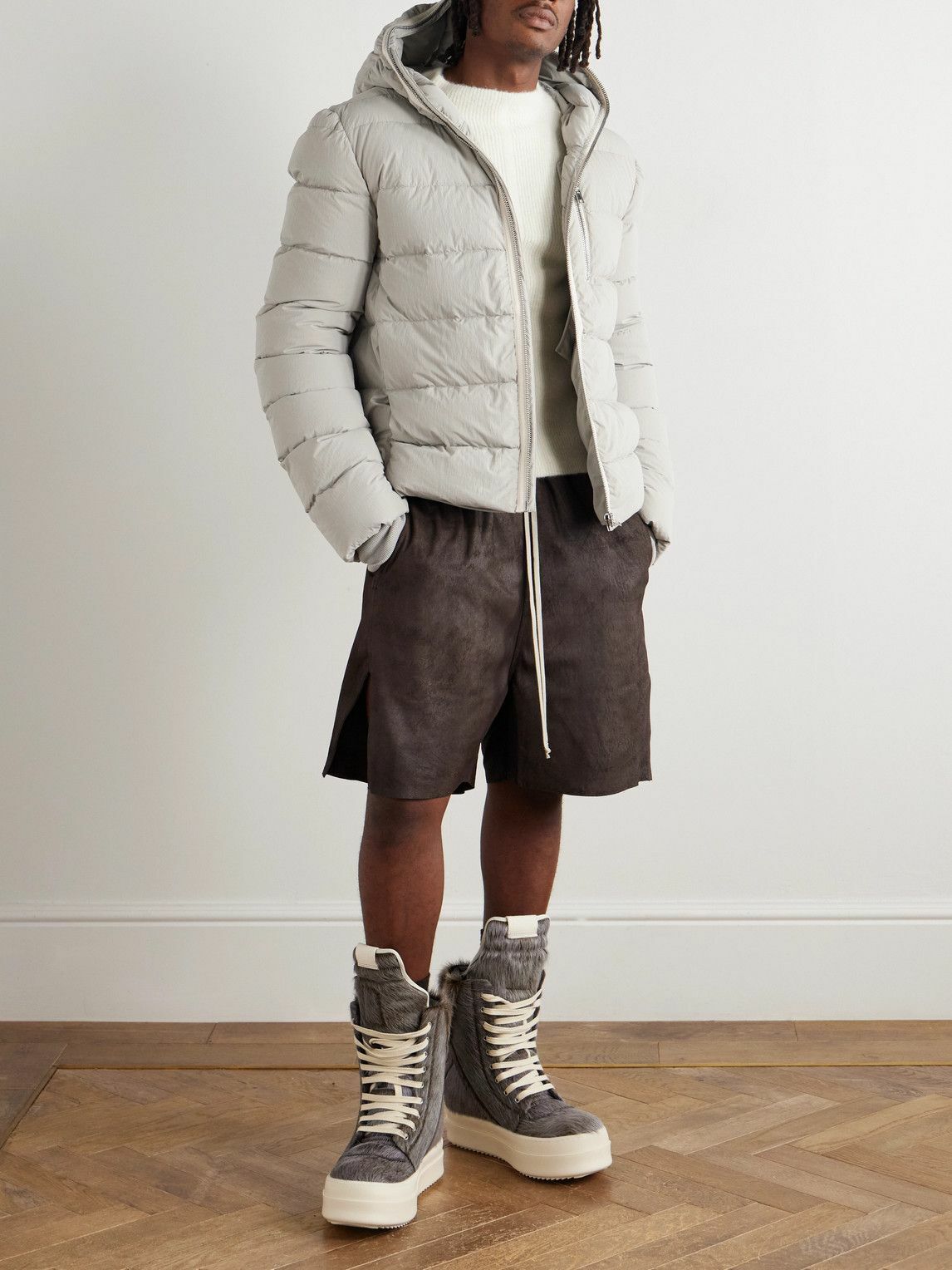 Rick Owens - Quilted Shell Hooded Down Jacket - Gray